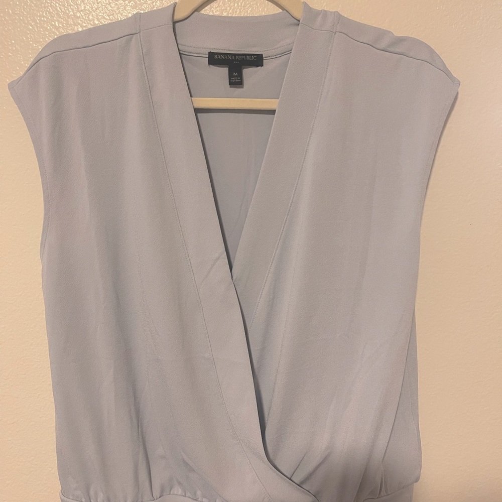 Banana Republic Wrap Top in light pewter blue